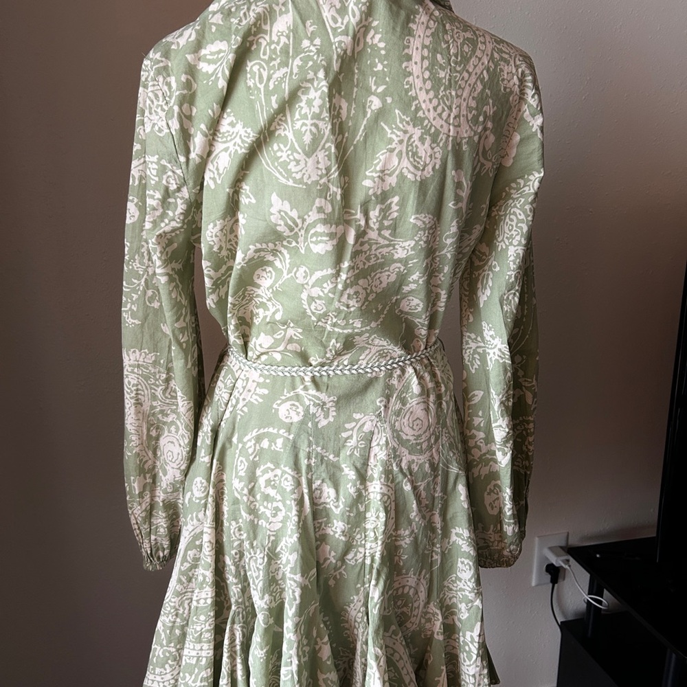 Zara Green Pleated Long Sleeve Sundress - Picture 8 of 14